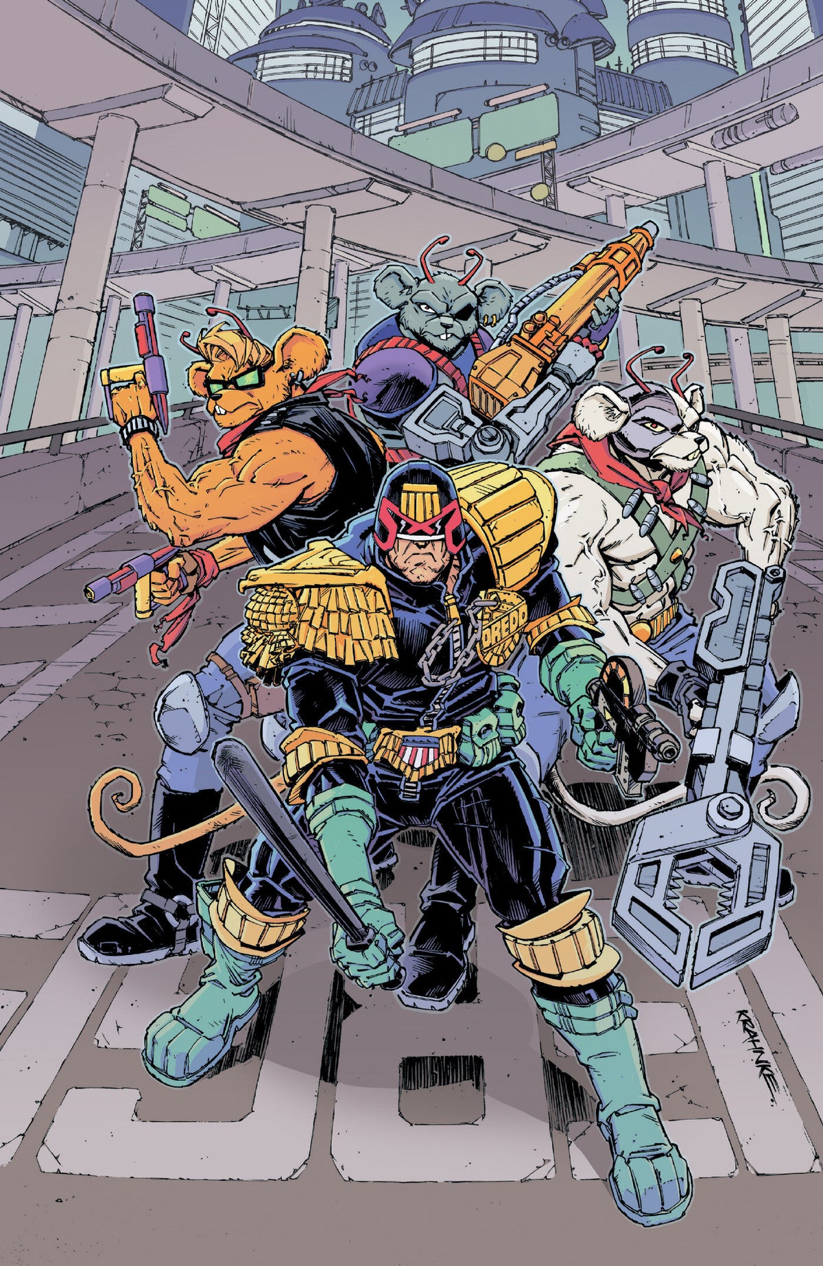 Judge Dredd/Biker Mice from Mars #2 Cover E Andrew Krahnke Full Art 1:20 Var CB [1:20] (01/27/2027)